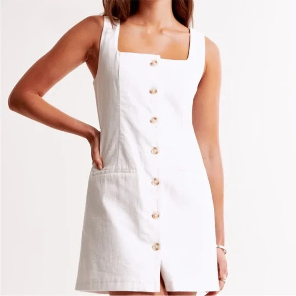 Abercrombie White Button-Front Dress size XS - Picture 3 of 7